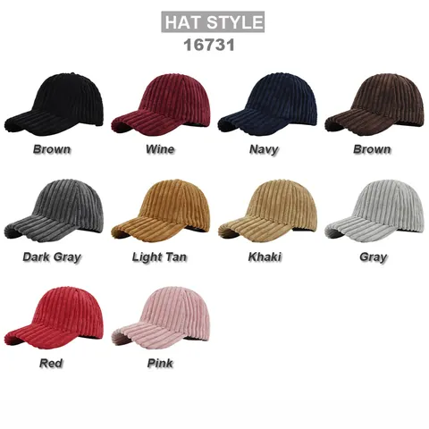 Unisex Corduroy Baseball Cap Autumn Winter Adjustable Warm Casual Street Style Solid Color Breathable Sunshade Hat