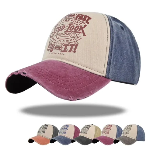 Berretto da Baseball Vintage Route 66 Americano in Cotone Lavato Cappello Trucker Effetto Consumato per Uomo Donna Estivo Casual