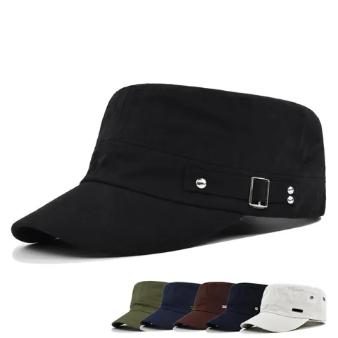 Unisex Cotton Cadet Hat Adjustable Military Flat Top Cap Sun Protection Outdoor Casual Patrol Hat For Men Women