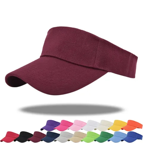 Outdoor Sports Sun Visor Hat Adjustable Cotton Empty Top Cap Breathable Wide Brim Tennis Golf Running Beach Sun Hat For Adults
