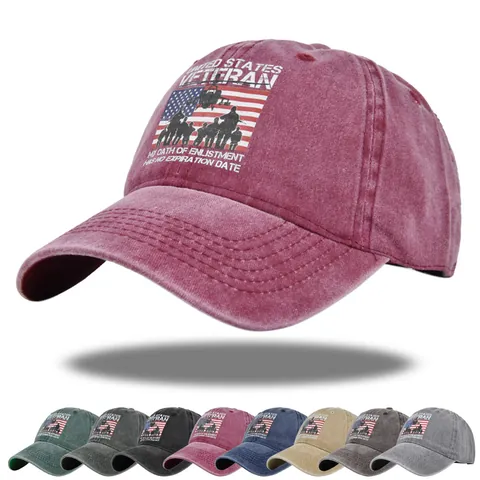 Berretto da Baseball in Cotone Lavato United States Veteran Bandiera USA Soldato Elicottero Stampa Retro Cappello da Sole Regolabile per Uomo Donna