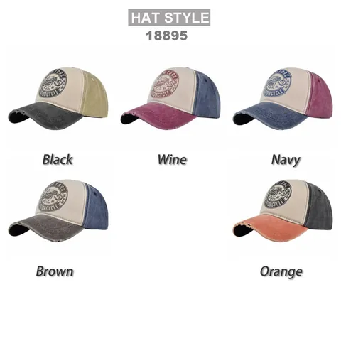 Gorra de Béisbol de Algodón Vintage Desgastado Bordado Moto New York Bloque de Color Sombrero de Sol Unisex Exterior