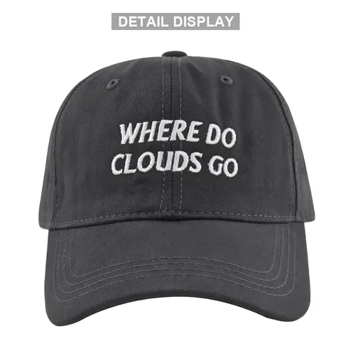 Cotton Embroidered Baseball Cap WHERE DO CLOUDS GO Letter Sun Protection Adjustable Outdoor Casual Sporty Hat For Men Women