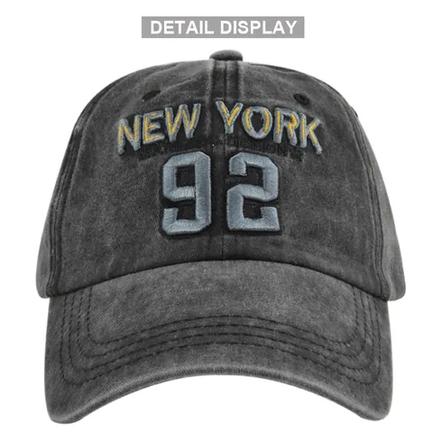 Vintage Ξεβαμμένο Βαμβακερό Καπέλο Μπέιζμπολ New York 92 Κέντημα Φθαρμένο Ρυθμιζόμενο Καπέλο Ήλιου Μόδα Εξωτερικού Χώρου