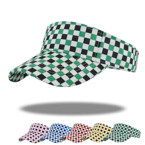 Visiera Parasole a Scacchi alla Moda per Uomo Donna Regolabile Sport all'aperto Tennis Golf Protezione Solare Cappello