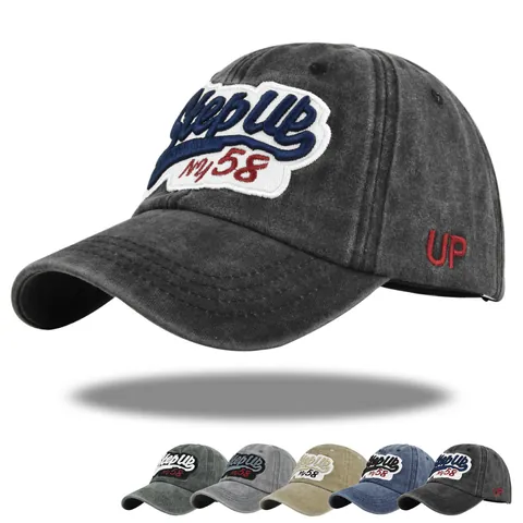 Casquette de Baseball en Coton Délavé Vintage Usé Brodé Ajustable Chapeau de Soleil Rétro Streetwear Fashion Trucker Hat Unisexe