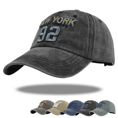Vintage Ξεβαμμένο Βαμβακερό Καπέλο Μπέιζμπολ New York 92 Κέντημα Φθαρμένο Ρυθμιζόμενο Καπέλο Ήλιου Μόδα Εξωτερικού Χώρου