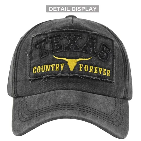 Vintage Gewaschene Baumwolle Baseballkappe Texas Country Forever Stickerei Verstellbarer Distressed Sonnenhut Für Damen Herren
