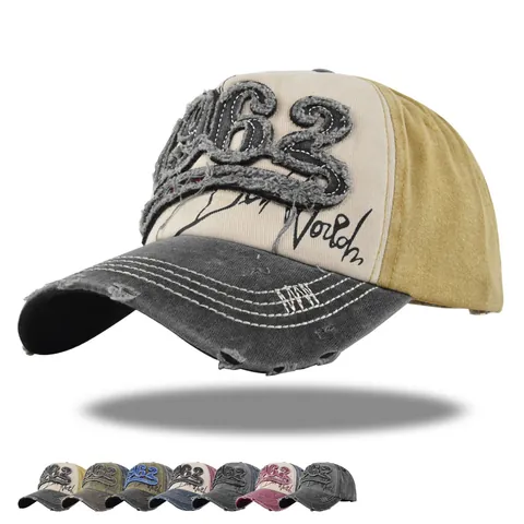 Vintage Gewaschen Distressed Baumwolle Baseballkappe Für Damen Herren 1962 Stickerei Patchwork Einstellbar Outdoor Mode Snapback Sonnenhut