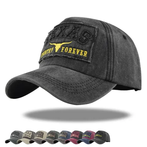 Vintage Gewaschene Baumwolle Baseballkappe Texas Country Forever Stickerei Verstellbarer Distressed Sonnenhut Für Damen Herren