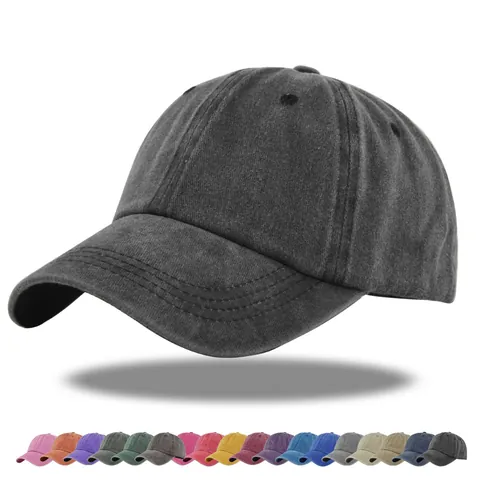 Washed Cotton Baseball Cap For Men Women Vintage Solid Color Distressed Adjustable Sun Hat Dad Hat Outdoor Casual Headwear