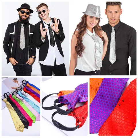Sequin Fedora Hat Bow Tie Suspender And Necktie For Men Gatsby Party Stage Performance Accessory Vintage Costume