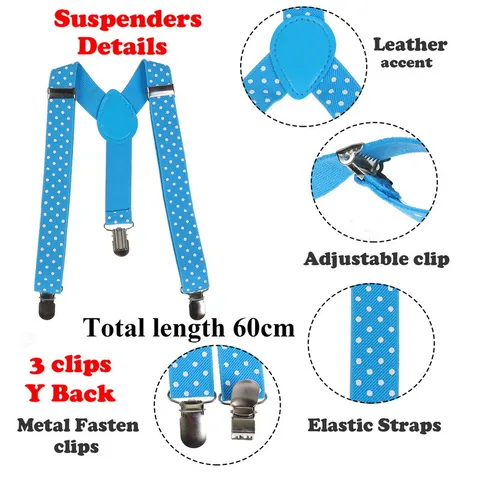 Classic Polka Dot Y-Back Suspenders Adjustable Elastic Braces With Metal Clips For Kids Adults Casual Accessories