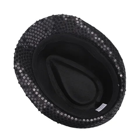 Glitter Sequin Fedora Hat For Adults Unisex Shiny Stage Performance Hat Metallic Jazz Hat Party Props Dance Costume Accessory