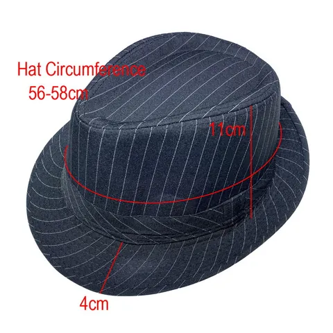 Chapeau Fedora Vintage à Rayures Fines Hommes Femmes Mélange Coton Polyester Style Britannique Chapeau Jazz Protection Solaire