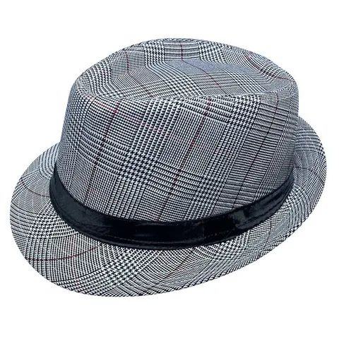 Klassieke Britse Vintage Geruite Fedora Hoed Voor Mannen Vrouwen Gentleman Stijl Katoenmix Jazz Hoed Geruit Outdoor Zonnehoed