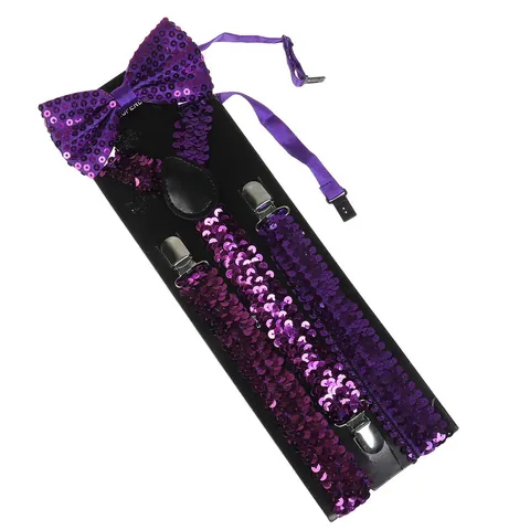 Conjunto De Tirantes Y Pajarita Elásticos Ajustables Para Hombre Mujer Lentejuelas Arcoiris Calavera Accesorios Para Fiesta Boda