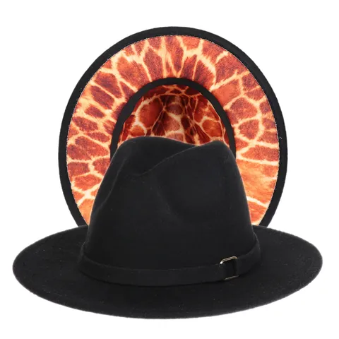 Women Men Vintage Fedora Hat Gradient Tie Dye Leopard Print Cotton Blend Wide Brim Jazz Hat Panama Cap Autumn Winter