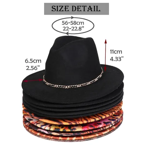 Vintage Fedora Hut Für Damen Herren Zweifarbig Farbverlauf Wollfilz Jazz Hut Mit Metallkette Quaste Breite Krempe Party Hut