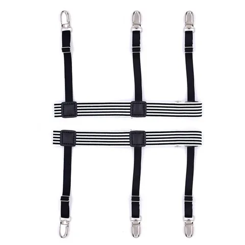 Adjustable Nylon Elastic Thigh Ring Shirt Stays Non Slip Garter Belt With Metal Clips For Men Women Clothing Accessories