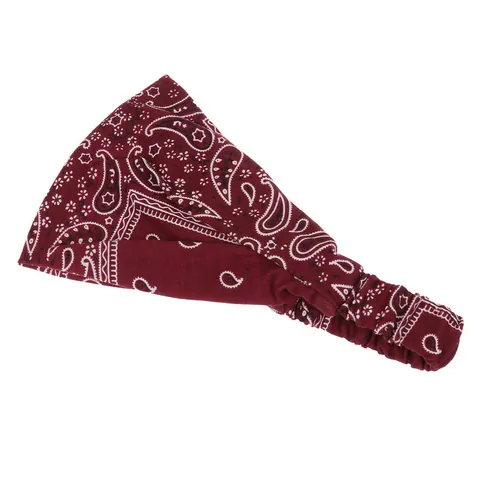 Women Bohemian Paisley Print Yoga Headband Wide Elastic Non-Slip Sports Hair Band Twist Knot Turban Headwrap Hair Accessories