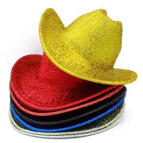 Fashion Glitter Sequined Cowboy Hat For Party Performance Western Jazz Hat Unisex Shiny Stage Decorative Headwear
