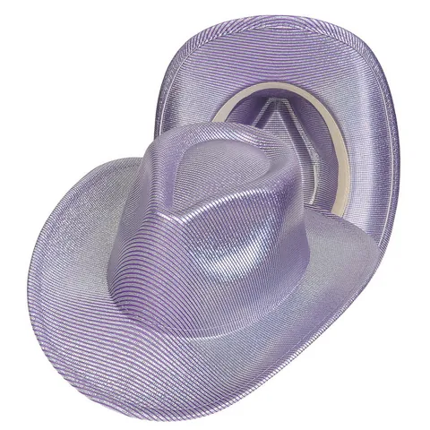 Glitter Western Cowboy Hat Metallic Sparkling Wide Brim Hat For Halloween Festive Party Costume Women Men Accessory