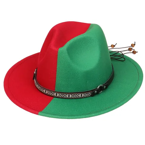 Δίχρωμο Καπέλο Fedora Για Γυναίκες Άνδρες Βίντατζ Τσόχινο Τζαζ Με Πλεκτή Ζώνη Δερμάτινο Λουράκι Φαρδύ Γείσο Καουμπόικο Καπέλο