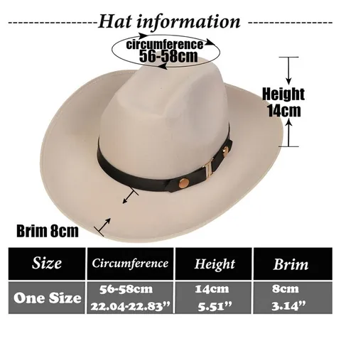 Vintage Western Cowboy Hat For Women Men Wide Brim Wool Felt Fedora Cattleman Hat With Decorative Leather Band Metal Studs