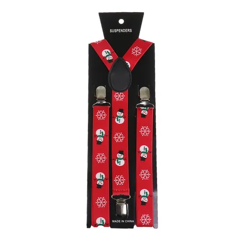 Unisex Adjustable Elastic Y-Back Suspenders With Strong Metal Clips Printed Christmas Reindeer Mustache Pattern Festive Suspenders