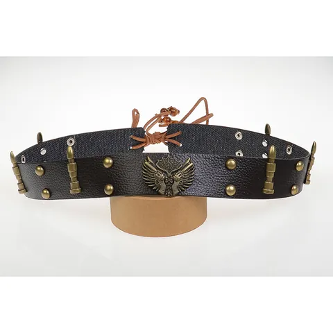 Western Bohemian Leather Hat Band For Women Men Faux Leather Hat Belt With Bull Skull Bullet Rivets Decoration Handmade Boho Hat Accessory