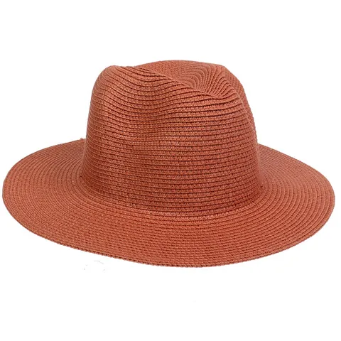 Summer Sun Protection Paper Straw Fedora Hat For Women Men Wide Brim Foldable Beach Jazz Cap Solid Color Outdoor Travel Accessory