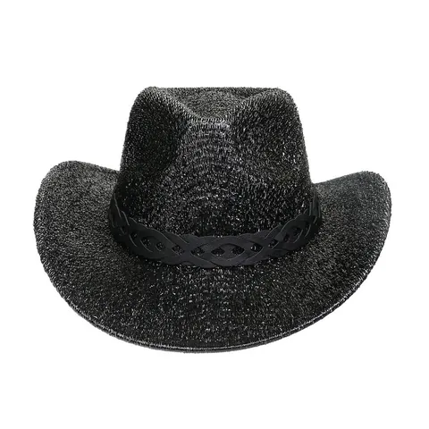 Glitter Western Cowboy Hat Sparkly Disco Party Hat For Women Men Polyester Shimmer Carnival Fashion Costume Accessory