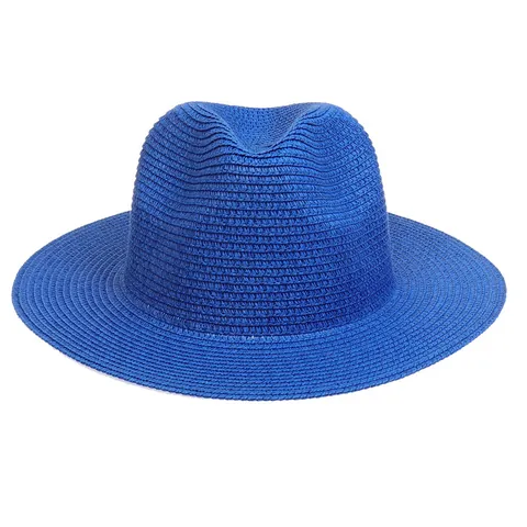 Summer Sun Protection Paper Straw Fedora Hat For Women Men Wide Brim Foldable Beach Jazz Cap Solid Color Outdoor Travel Accessory