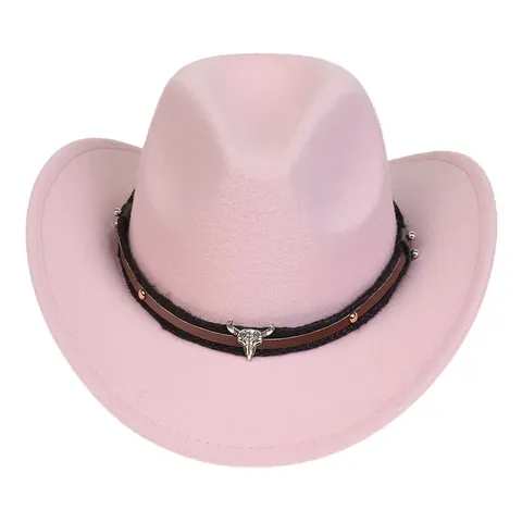 Παιδικό Δυτικό Καπέλο Cowboy Πολυεστέρας Τσόχα Σκίαστρο Με Μεταλλικό Διακοσμητικό Κρανίο Ταύρου Και Πριτσίνια για Αγόρια Κορίτσια