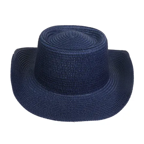 Sombrero de Sol de Paja Panamá para Mujer Hombre Ala Ancha Western Cowboy Sombrero de Playa Borde Enrollado Verano Sombrilla Tejida Fedora Jazz