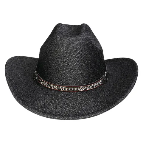 Cappello da Cowboy Occidentale Con Paillettes Luccicanti E Fascia Intrecciata Etnica Per Festa Festival Unisex Cappello da Jazz Fedora In Poliestere Lucido