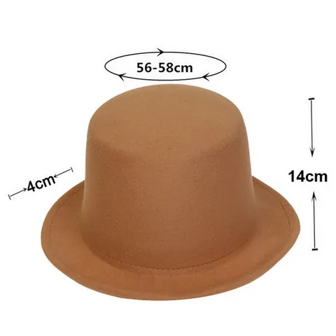 Vintage Solid Color Polyester Top Hat For Men Women Magician Party Performance Costume Accessory Retro High Crown Hat