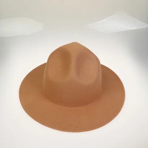 Solid Color Polyester Wide Brim Fedora Hat Vintage Jazz Cap British Gentleman Felt Hat Autumn Winter Fashion Flat Brim Panama Hat