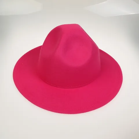Solid Color Polyester Wide Brim Fedora Hat Vintage Jazz Cap British Gentleman Felt Hat Autumn Winter Fashion Flat Brim Panama Hat