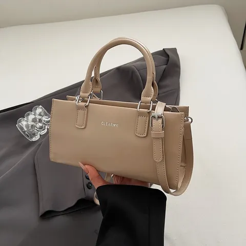 Sac à Main en Cuir PU pour Femmes Grande Capacité Couleur Unie Sac à Épaule Bandoulière Sous le Bras Avec Pendentif Nœud pour Travail