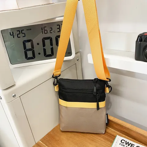 Fashion Nylon Patchwork Crossbody Bag Water Repellent Multi Pocket Large Capacity Messenger Bag For Men Women Travel Daily Casual Shoulder Bag