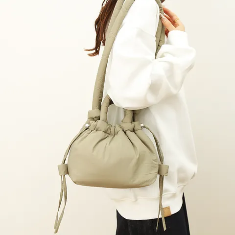 Korean Style Quilted Nylon Padded Shoulder Crossbody Bag Women Drawstring Pleated Handbag Casual Lightweight Knotted Hobo Bag