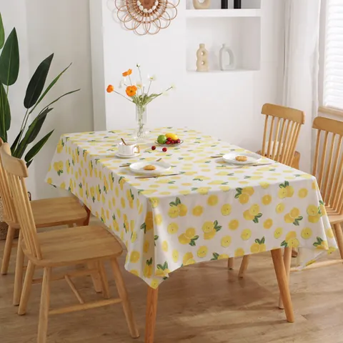 Noords Polyester Katoen Tafelkleed Rechthoekig Citroen Zonnebloem Rooster Print Stofdichte Tafelkleed Voor Eetkamer