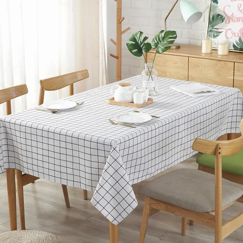 Nordic Minimalist Cotton Linen Blend Tablecloth Rectangular Checkered Floral Fish Pattern Dustproof Table Cover For Home Dining Kitchen Decor