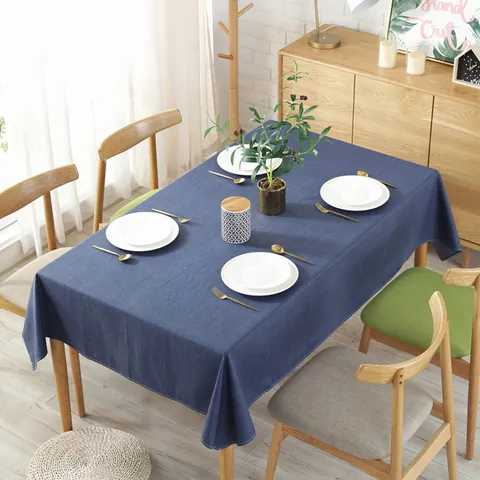 Tovaglia Impermeabile Effetto Lino Tinta Unita Misto Cotone Lino Antipolvere Oleorepellente Rettangolare Quadrata Copritavolo per Sala da Pranzo Cucina Arredamento