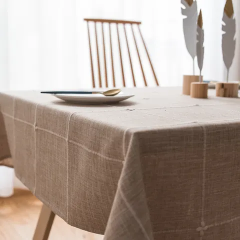 Moderne Noords Geborduurd Geruit Tafelkleed Katoen Linnen Stofvrij Decoratieve Tafelkleed Voor Keuken Eetkamer Thuis Café