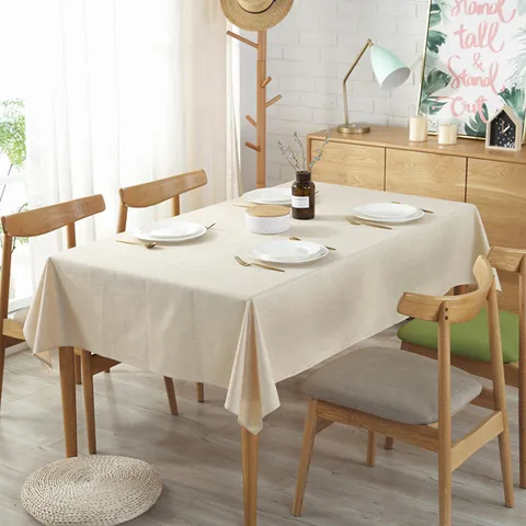 Tovaglia Impermeabile Effetto Lino Tinta Unita Misto Cotone Lino Antipolvere Oleorepellente Rettangolare Quadrata Copritavolo per Sala da Pranzo Cucina Arredamento