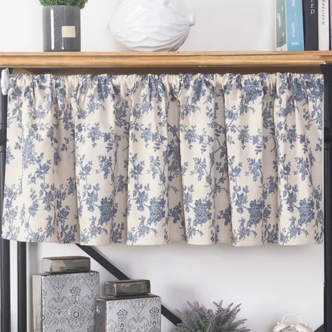 Pastoral Korean Style Short Cafe Curtains Polyester Cotton Floral Plaid Partition Curtains With Lace Trim For Kitchen Cabinet Shelf Decoration