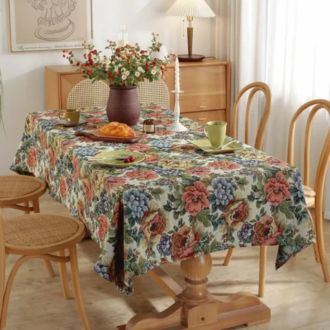 Amerikaanse Vintage Jacquard Bloem Tafelkleed Rechthoekige Tafelhoes Met Kwastje Roes Voor Eetkamer Huis Decoratie